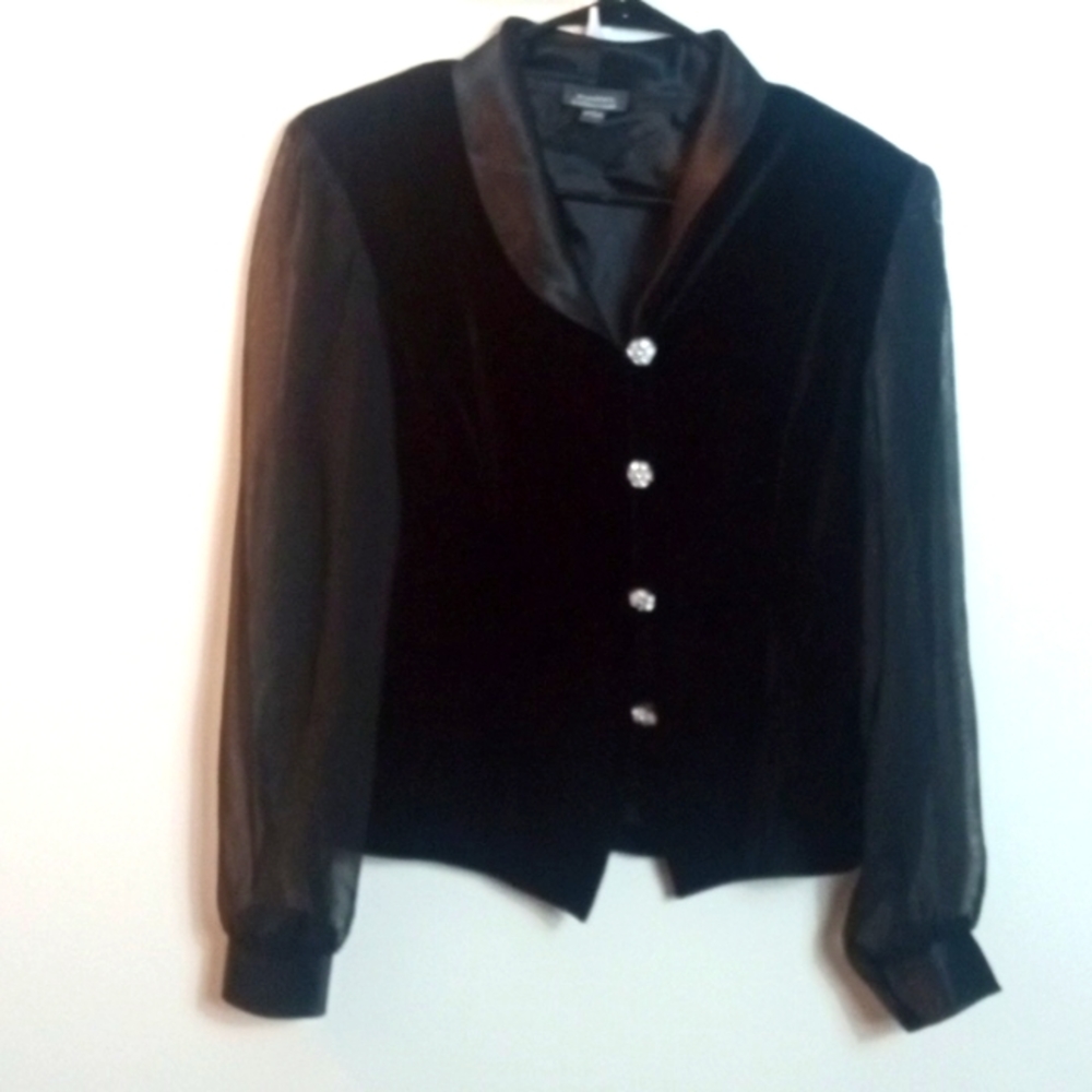 Dress Barn collection fake velor button down dress blouse.